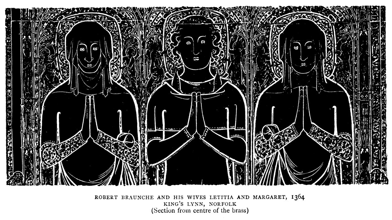 Robert Braunche és feleségei Letitia és Margaret alkotó: English School