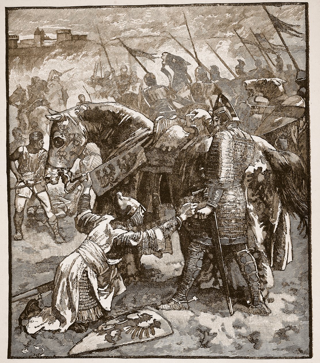 Robert bocsánatot kér apjától, illusztráció a Cassells Illustrated History of England-ből (szépia fotó) alkotó: English School