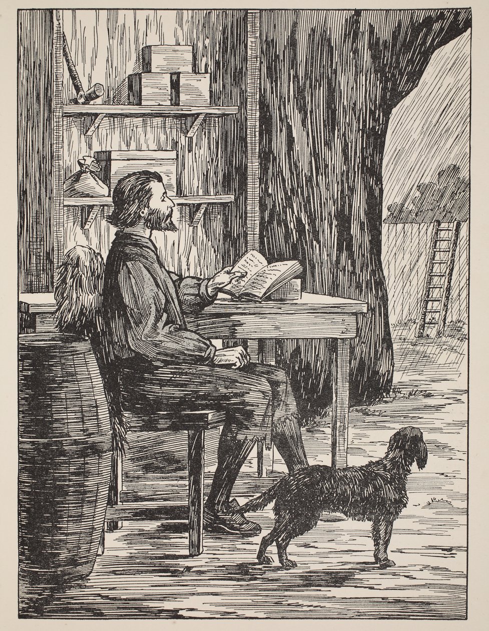 Robinson Crusoe a barlangjában, illusztráció a The Story of Robinson Crusoe-ból: Adaptáció gyerekeknek Defoes nyelvét követve, pub. Griffith Farran Browne & Co. Limited, London alkotó: English School