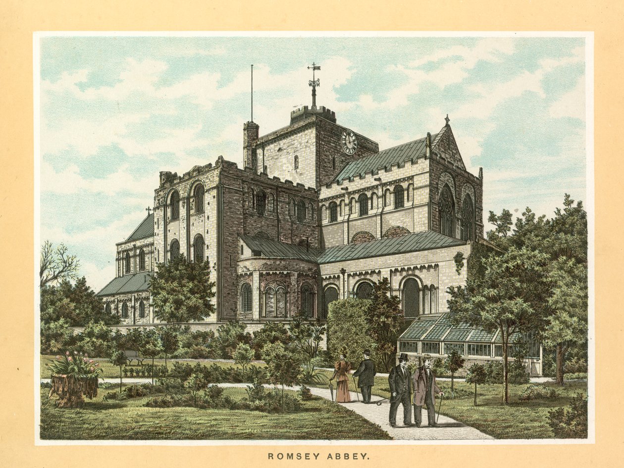 Romsey apátság (színes litográfia) alkotó: English School