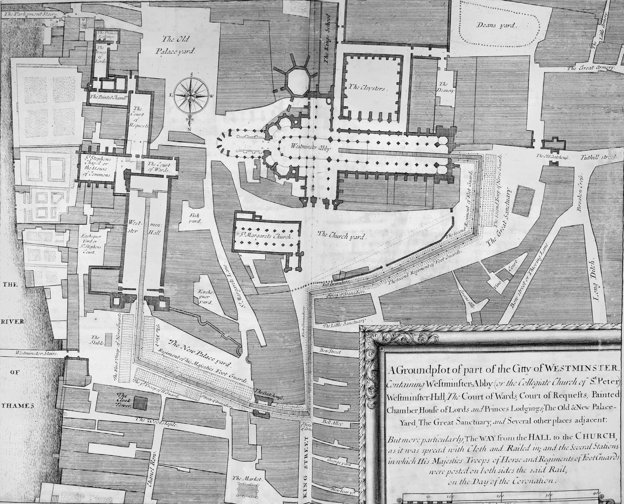 II. Jakab koronázási körmenetének útvonala a Westminster Halltól a Westminster Abbeyig alkotó: English School