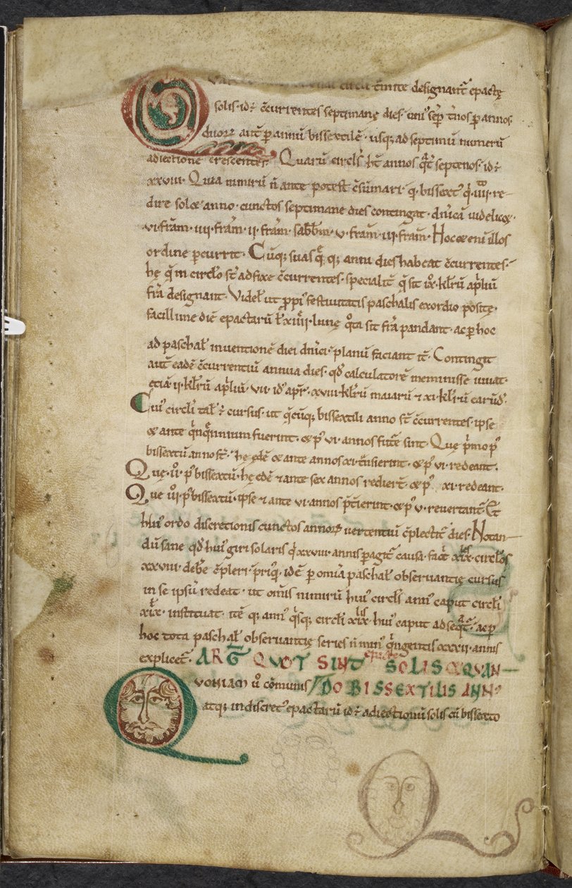 Royal 13. A.XI, f.79v Emberi arcok kezdőbetűkkel, De temporum ratione, Bede, a Tiszteletreméltó (vellum) alkotó: English School