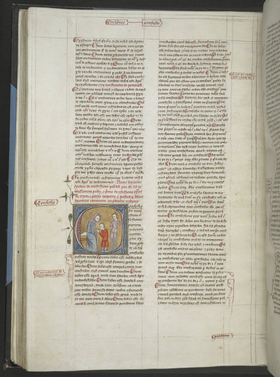 Royal 6 E 6 f. 354v Confession (Confession), James le Palmer „Omne Bonum” című művéből alkotó: English School