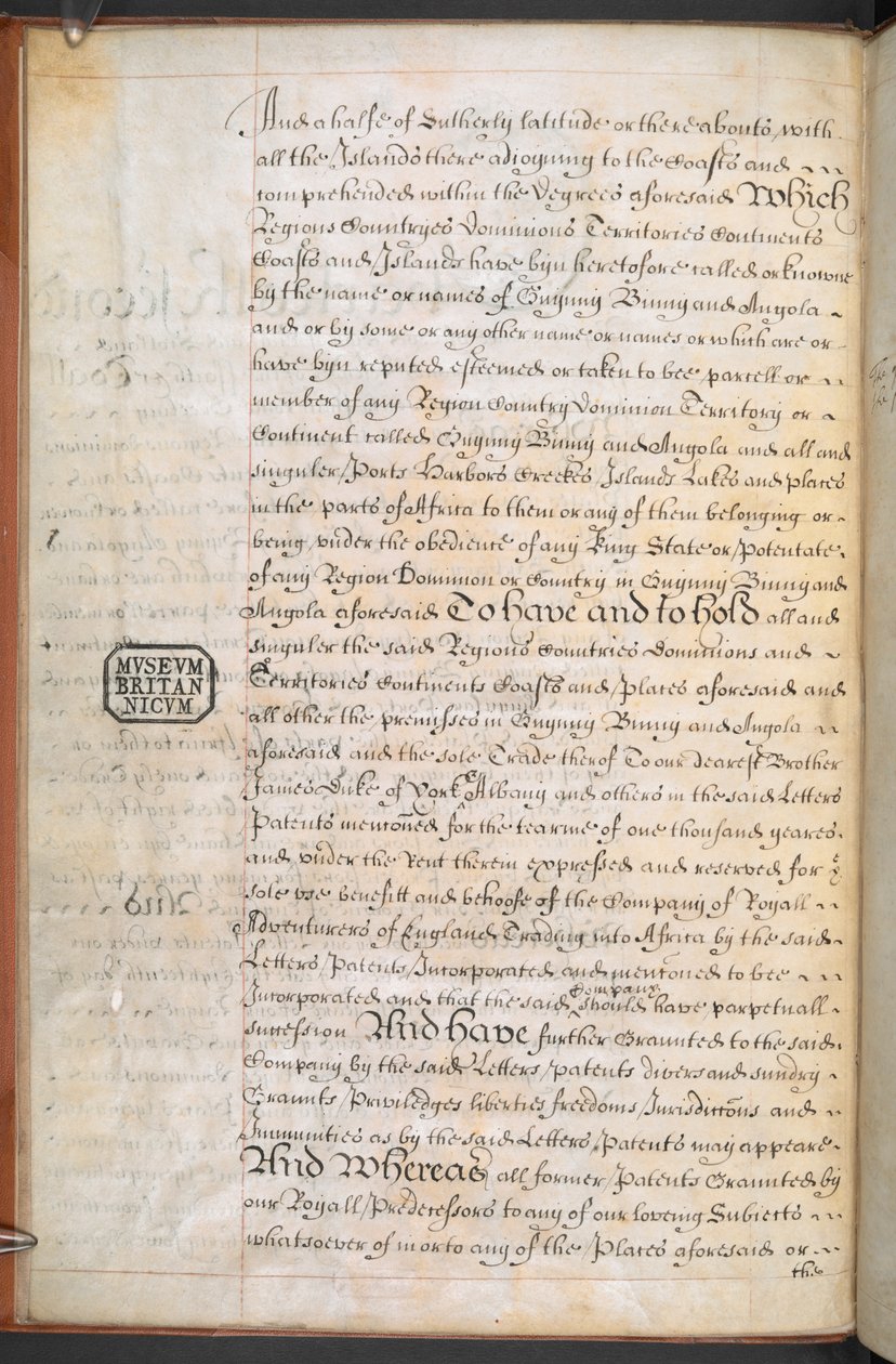 Királyi Charta az Afrikába kereskedő Royal English Merchant Adventurers Company számára alkotó: English School