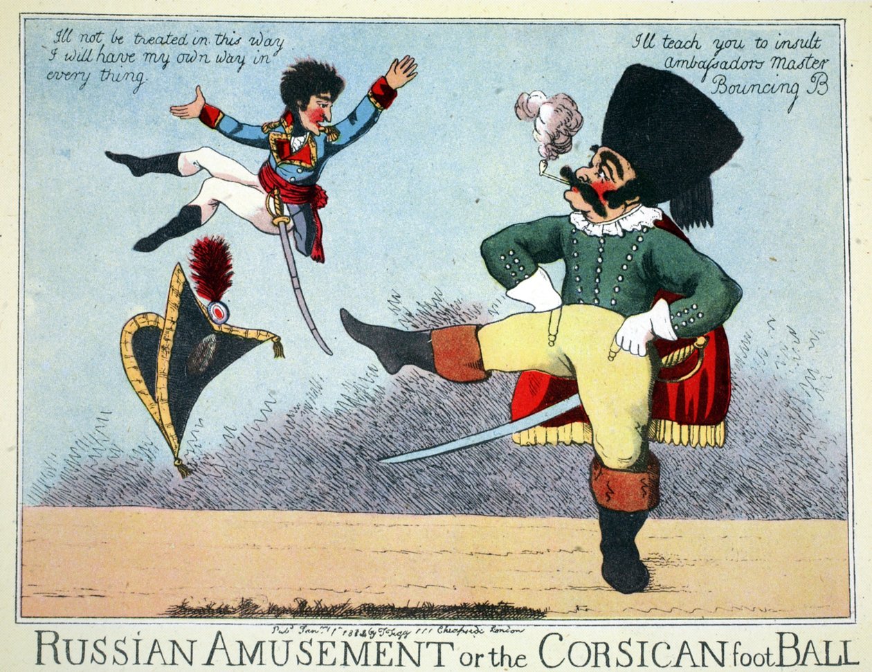 Russian Amusement vagy a korzikai foci, pub. Thomas Tegg, Cheapside, London, 1814. január (kézzel színezett metszet) alkotó: English School