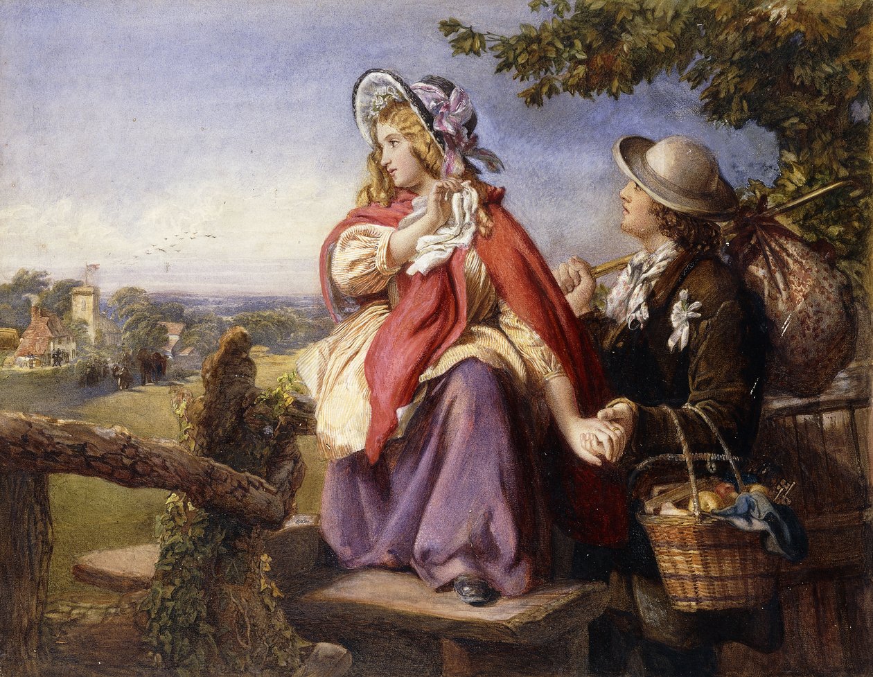Rusztikus szerelmesek keresztezik a stílust, 1860 körül alkotó: English School
