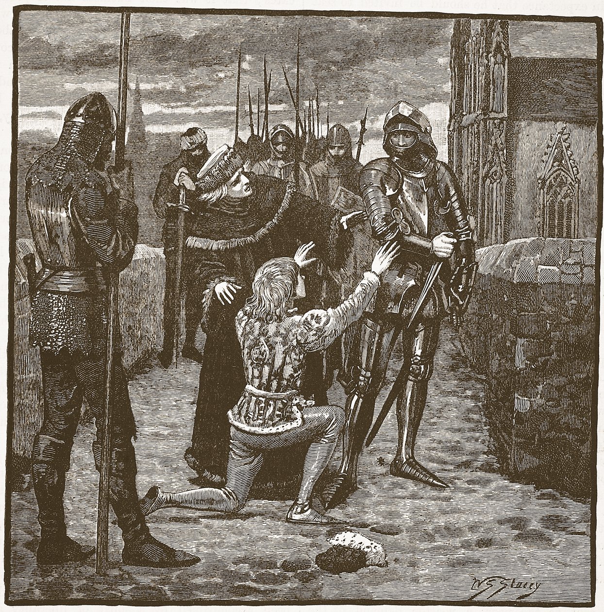 Rutland könyörög Cliffordnak, hogy kímélje meg az életét, illusztráció a Cassells Illustrated History of England-ből (szépia fotó) alkotó: English School