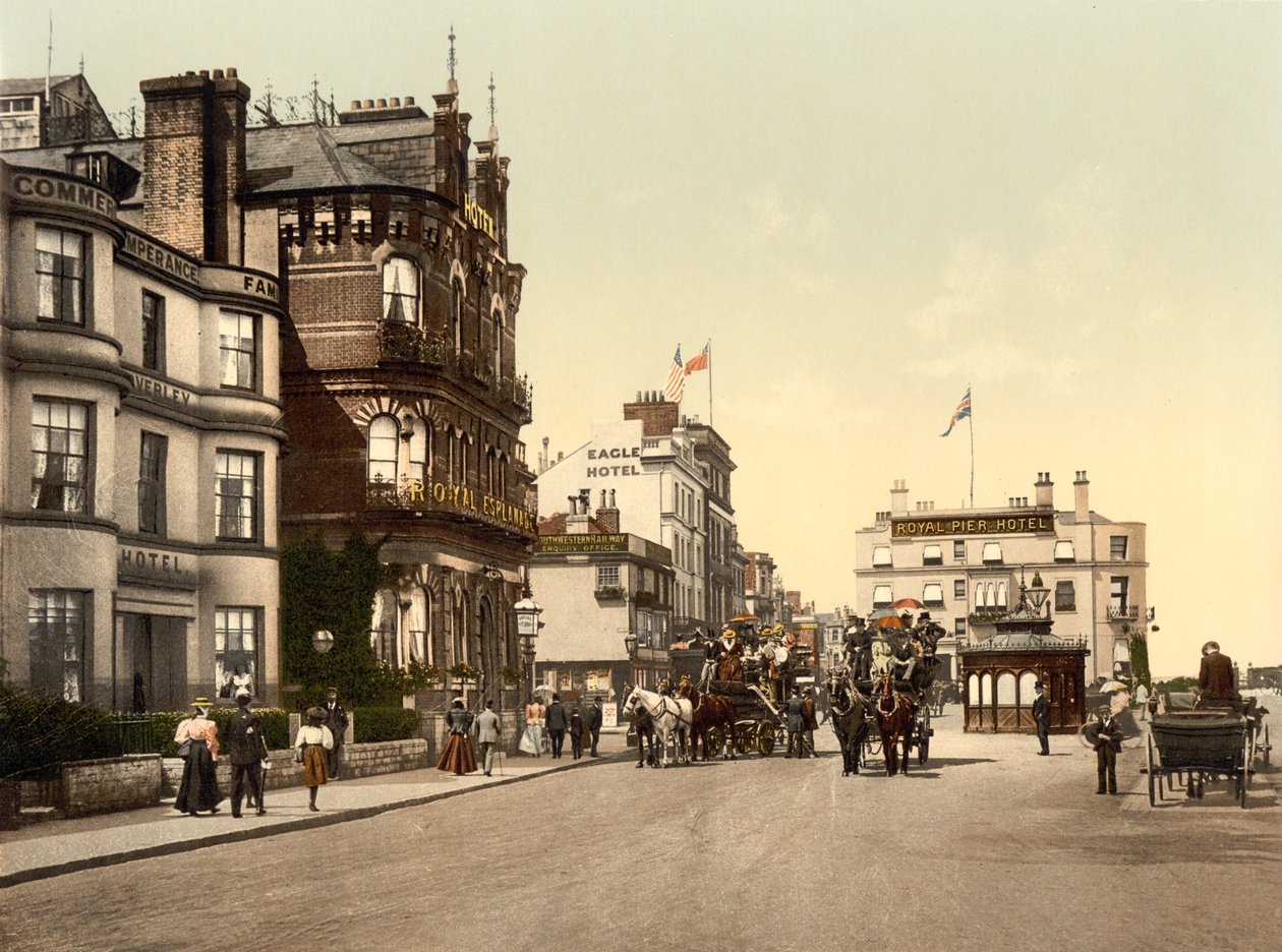 Ryde Hotels, Wight-sziget (kézzel színezett fotó) alkotó: English School