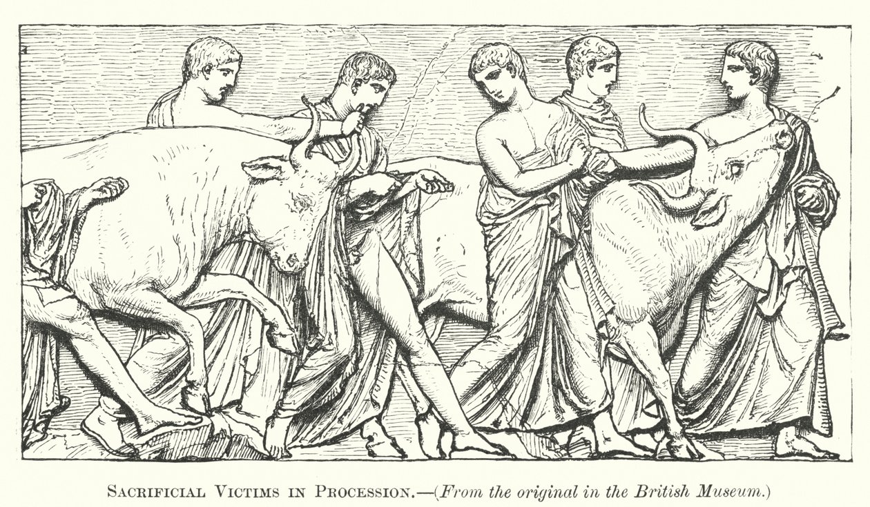 Áldozati áldozatok körmenetben (metszet) alkotó: English School