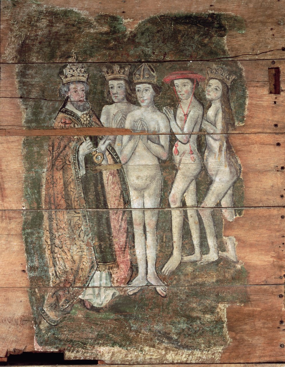 Szent Péter a nemesség átvétele a Wenhaston Doomból, 1500-20 körül (festett fa) alkotó: English School