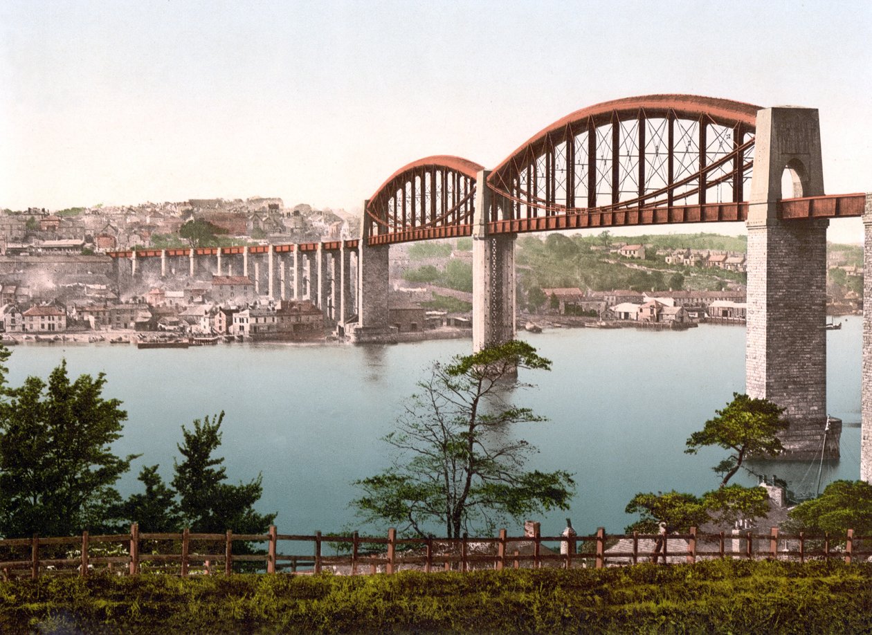 Saltash Bridge, Plymouth (kézzel színezett fotó) alkotó: English School