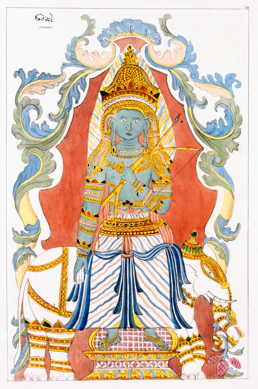 Saman Dewa Raja, a Négy hegyi őr, Edward Upham A buddhizmus története és tana című művéből, 1829 alkotó: English School