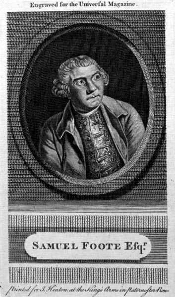 Samuel Foote (1720-77), metszet az "Universal Magazine" számára (metszet) alkotó: English School