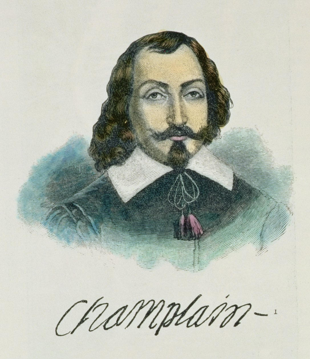 Samuel de Champlain (kb. 1567-1635) illusztrációja az „Amerika narratív és kritikai története” IV. kötetéből, 1886 (későbbi színezés) alkotó: English School
