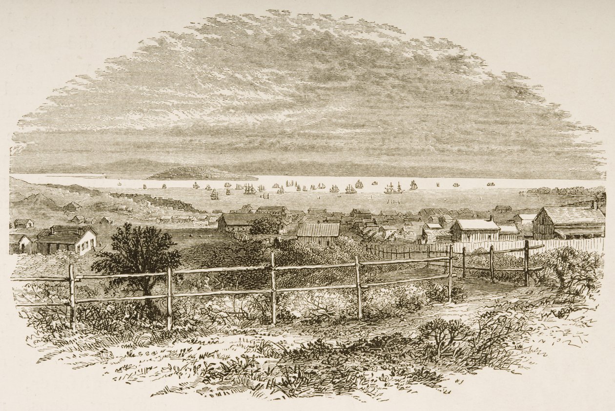 San Francisco 1849-ben, az "American Pictures"-től, a The Religious Tract Society kiadásában, 1876 (metszet) alkotó: English School