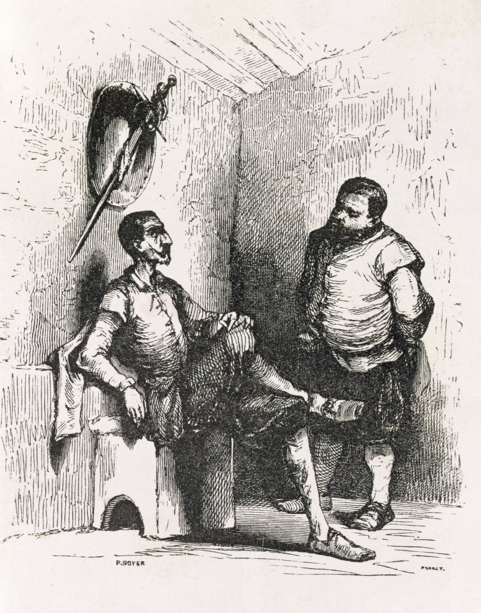 Sancho: Ritka gazdát kellene csinálnom, illusztráció a II. felvonásból, a Don Quijote I. jelenetéből Angliában. Vígjáték, vésette P. Soyer alkotó: English School