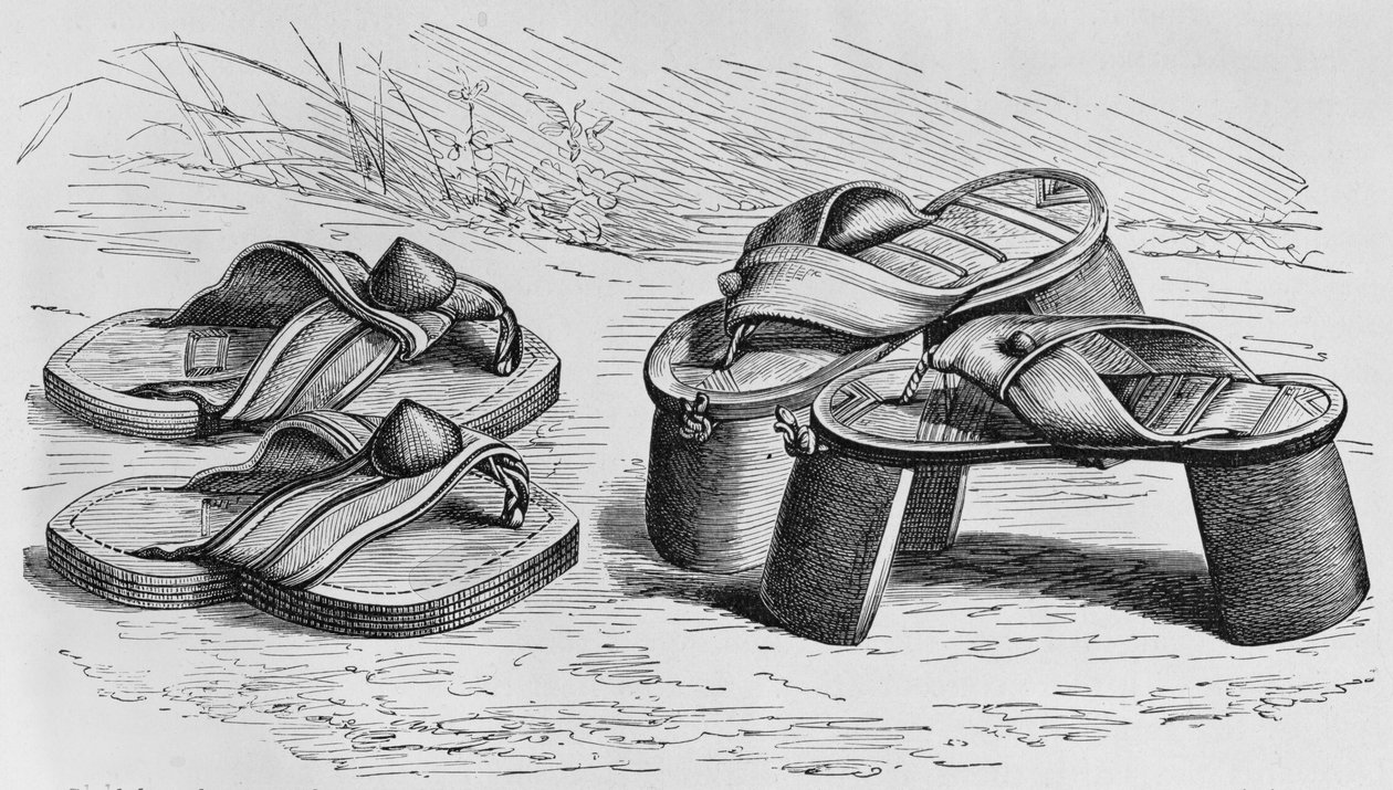Szandálok és minták a West Soudanból, esetleg Mandingo, az „Az emberiség története” III. kötetéből, Friedrich Ratzel professzor, 1898 alkotó: English School