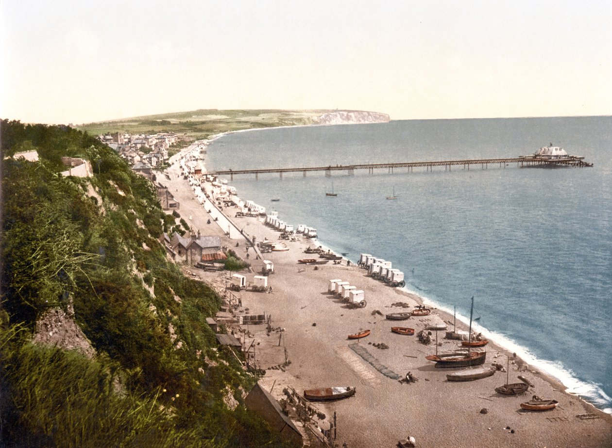 Sandown Bay, Wight-sziget (kézzel színezett fotó) alkotó: English School