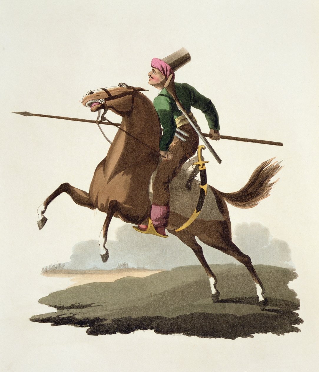 Saphir, a Costumes of the Various Nations, VII. kötet, The Military Costume of Turkey, Thomas MacLean, kiadása 1800-1818 körül (kézzel festett akvatinta) alkotó: English School