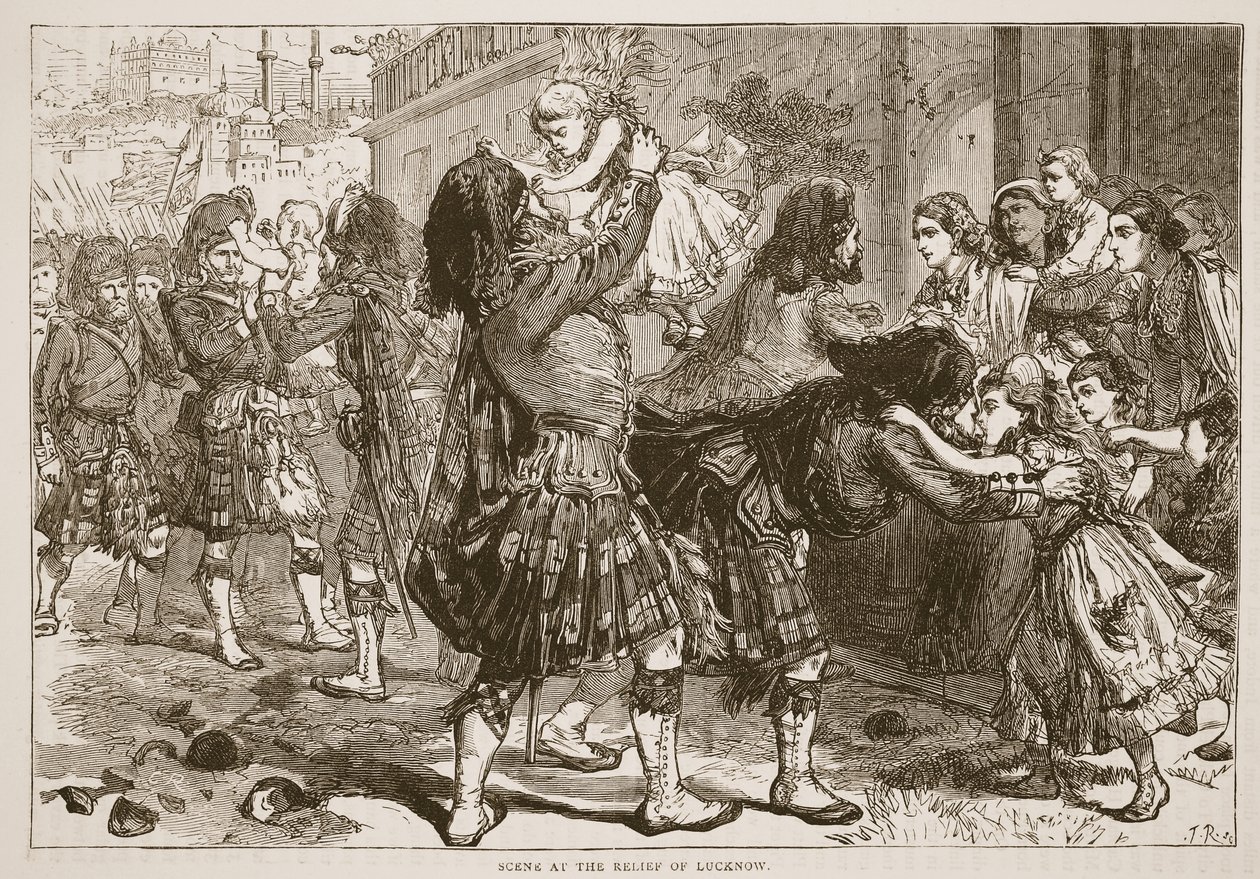 Jelenet Lucknow domborművénél, illusztráció a Cassells Illustrated History of Englandből alkotó: English School