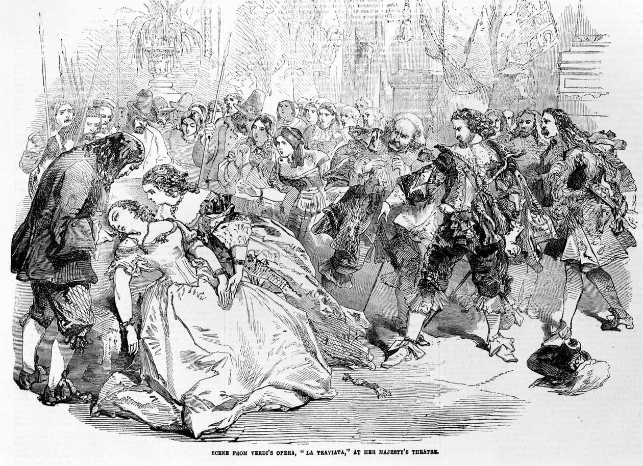 Jelenet Verdi La Traviata című operájából a Őfelsége Színházában, 1856 alkotó: English School