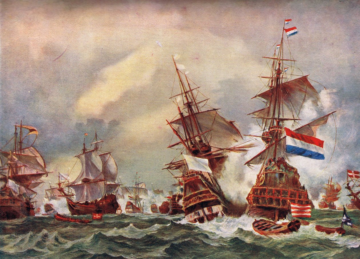 Az angol-holland háborúk tengeri csatája, 1700 körül alkotó: English School