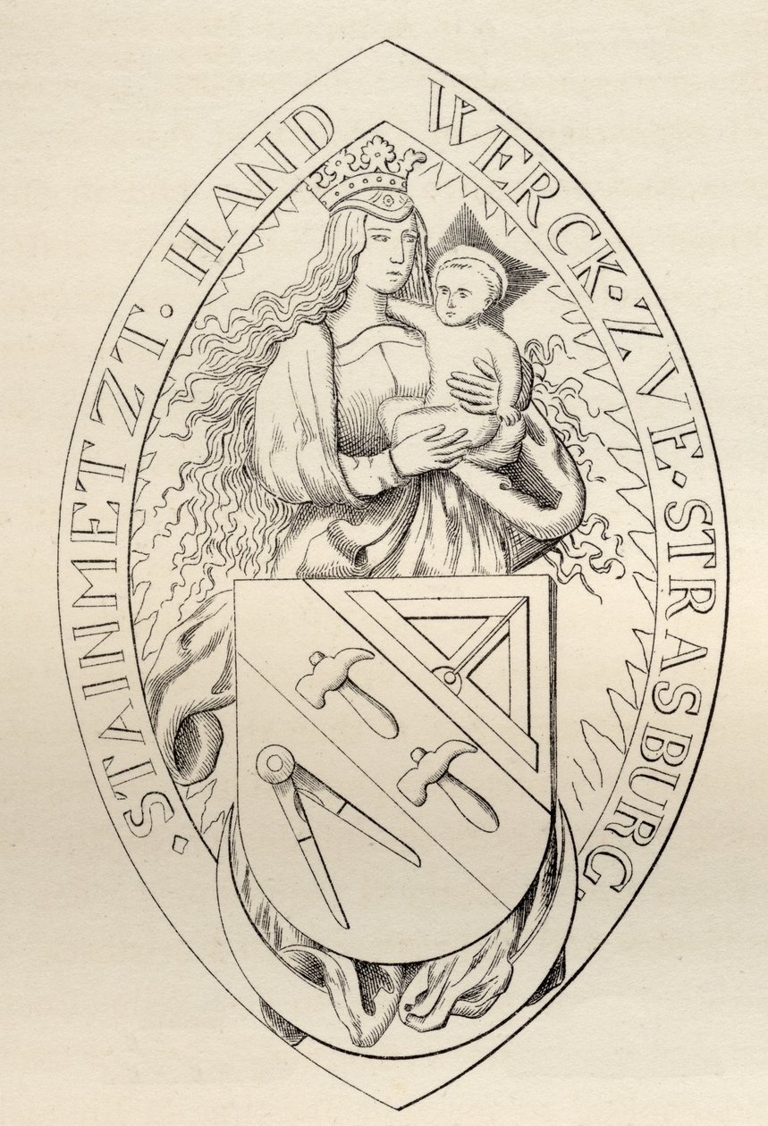 A strasbourgi szabadkőművesek pecsétje, 1524, a "The History of Freemasonry, II. kötet"-ből, kiadta Thomas C. Jack, London, 1883. alkotó: English School