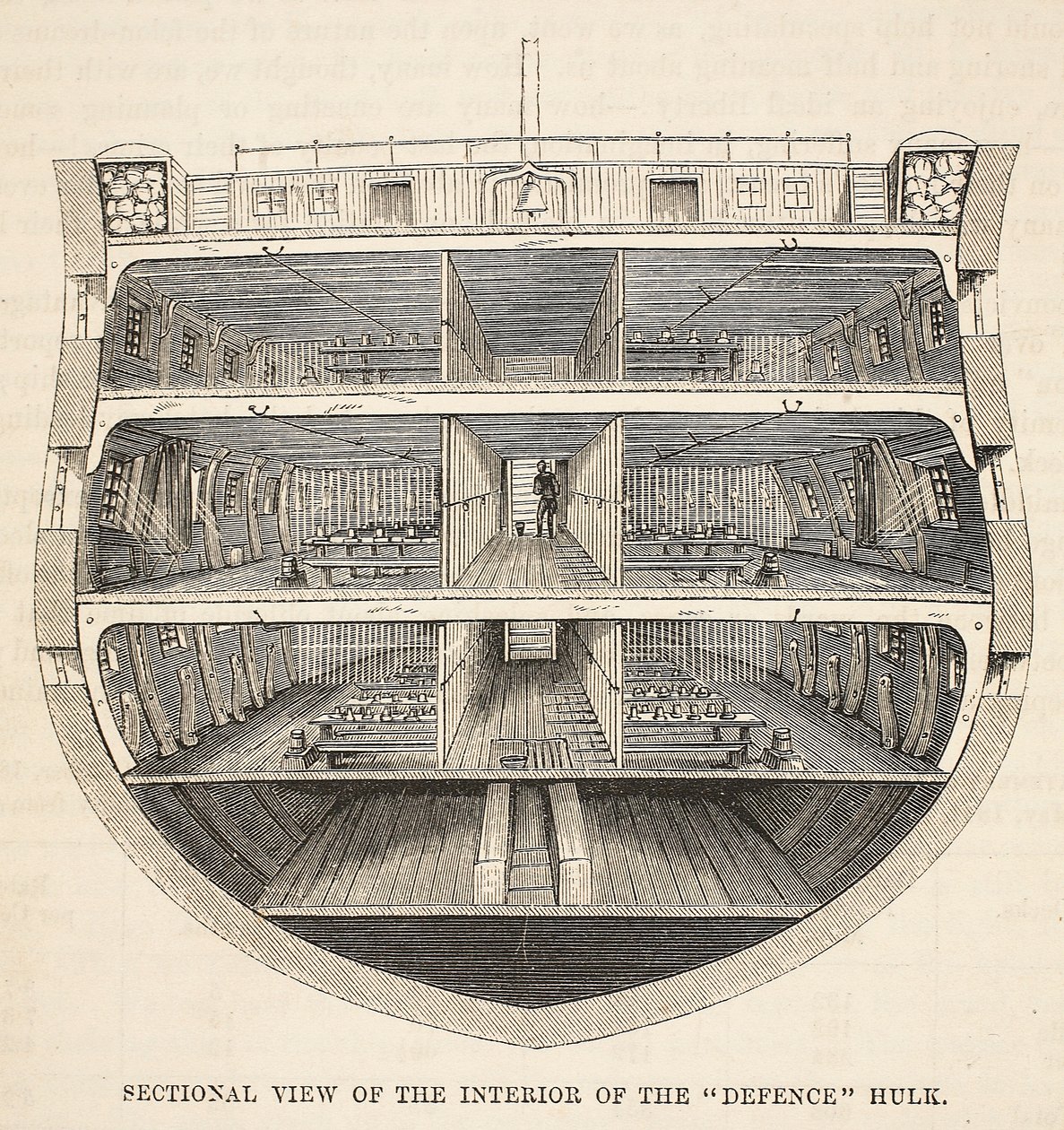 A Defense hulk belsejének metszete, illusztráció a londoni bűnügyi börtönökből, valamint Henry Mayhew és John Binny jelenetei a börtönéletből, kocsma. 1862 alkotó: English School