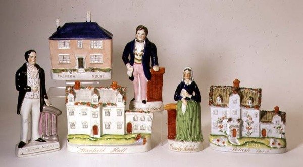 Válogatott Staffordshire-i figurák: Stanfield Hall; Hamuzsírfarm; Palmer háza; Emily Sandford; James Bloomfield Rush; William Palmer, 1849 körül (kerámia) alkotó: English School