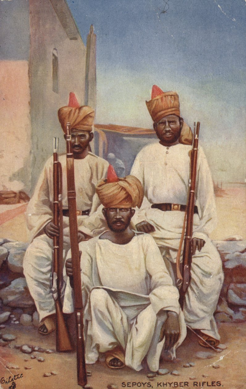 Sepoys, Khyber Rifles (színes litográfia) alkotó: English School