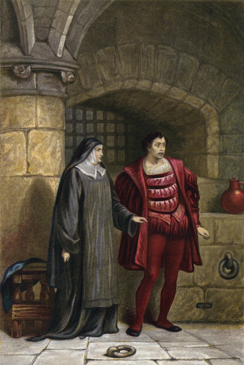 Shakespeare, Mértékről mértékre, III. felvonás, 1. jelenet (chromolitho) alkotó: English School