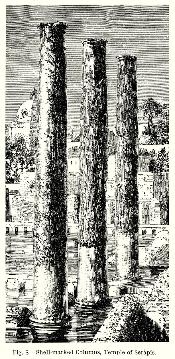 Kagylóval jelzett oszlopok, Serapis templom (metszet) alkotó: English School