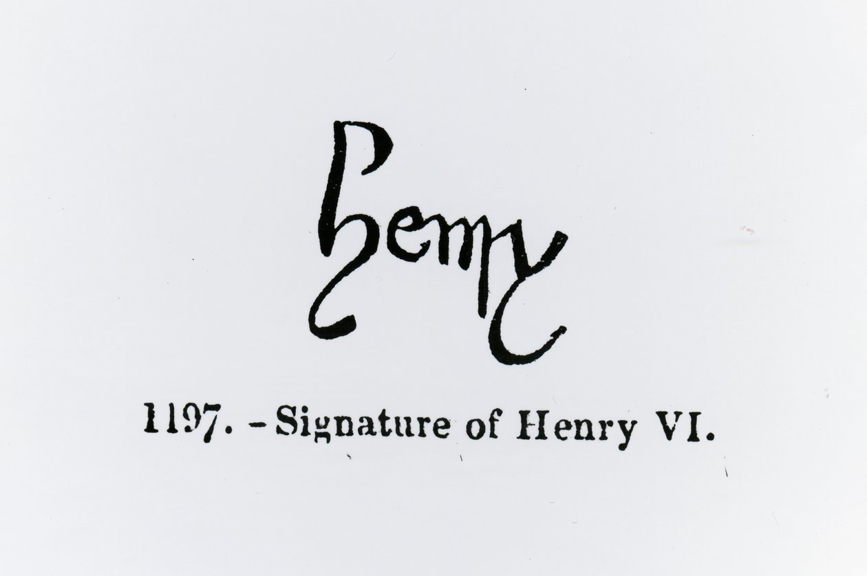 VI. Henrik (1421-71) aláírása (litho) (bw fotó) alkotó: English School