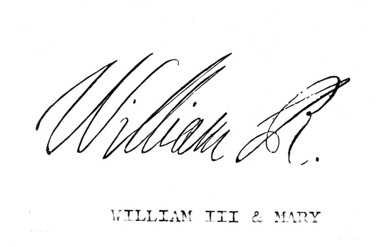 Anglia III. Vilmos aláírása, William Hickman Smith Aubrey (1858-1916) „Anglia nemzeti és hazai története” című könyvéből, London, 1890 körül. alkotó: English School