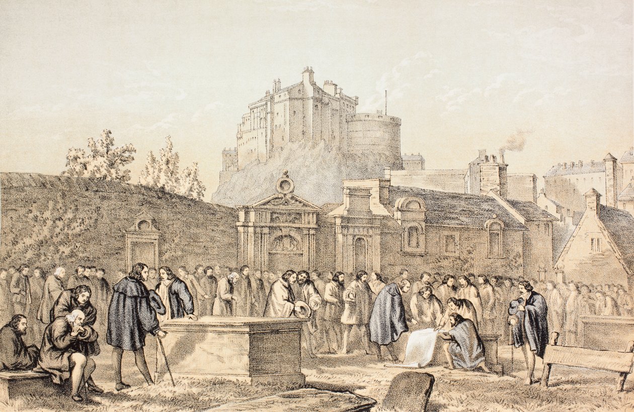 A Szövetség aláírása az edinburghi Greyfriars Churchyardban 1638-ban, John Howie (1735-93) 1879-ben megjelent „A skótok méltósága Howie második kiadása szerint, 1781” című művéből. alkotó: English School