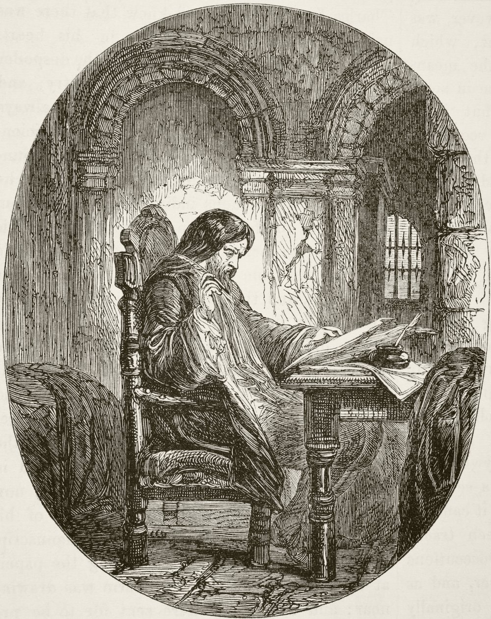 Sir John Eliot a börtönben William Hickman Smith Aubrey (1858-1916) „Anglia nemzeti és hazai története” című művéből, London, 1890 körül. alkotó: English School
