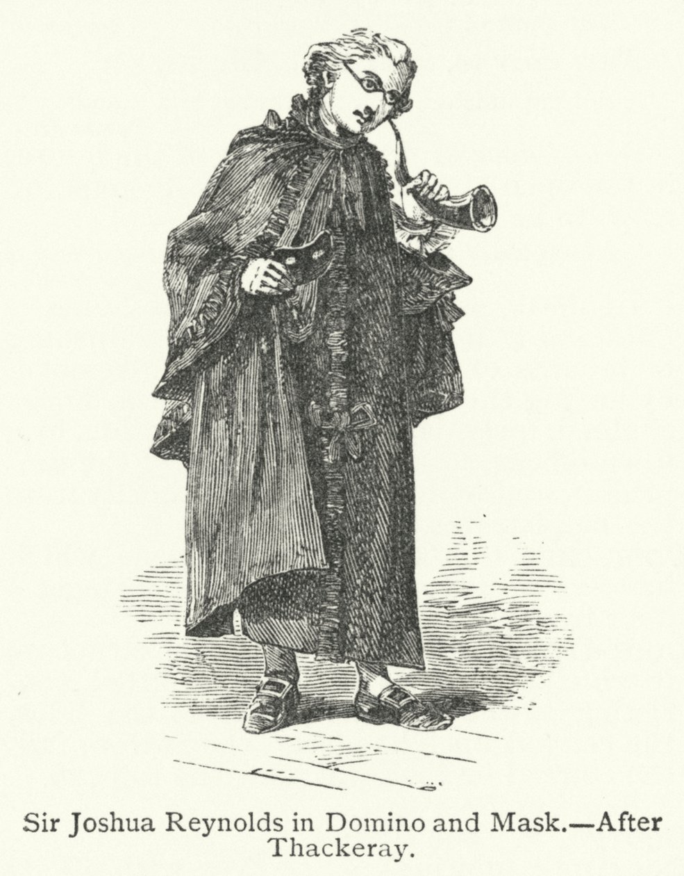 Sir Joshua Reynolds a Dominóban és a Maszkban (metszet) alkotó: English School