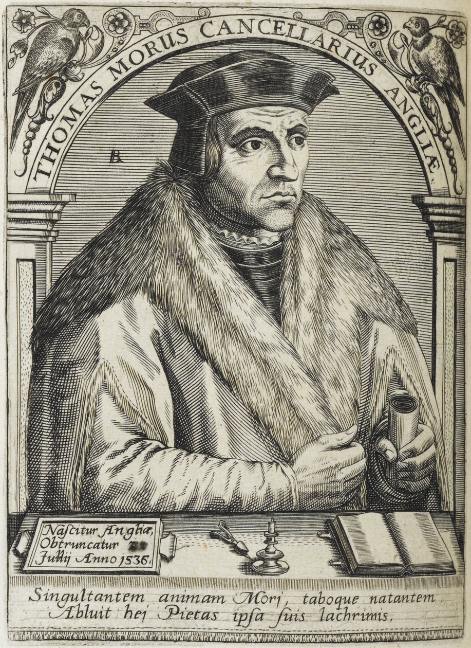 Sir Thomas More, Saint, illusztráció az „Ötven ember jeles tanulás és tanulás ikonjai” című könyvéből. alkotó: English School