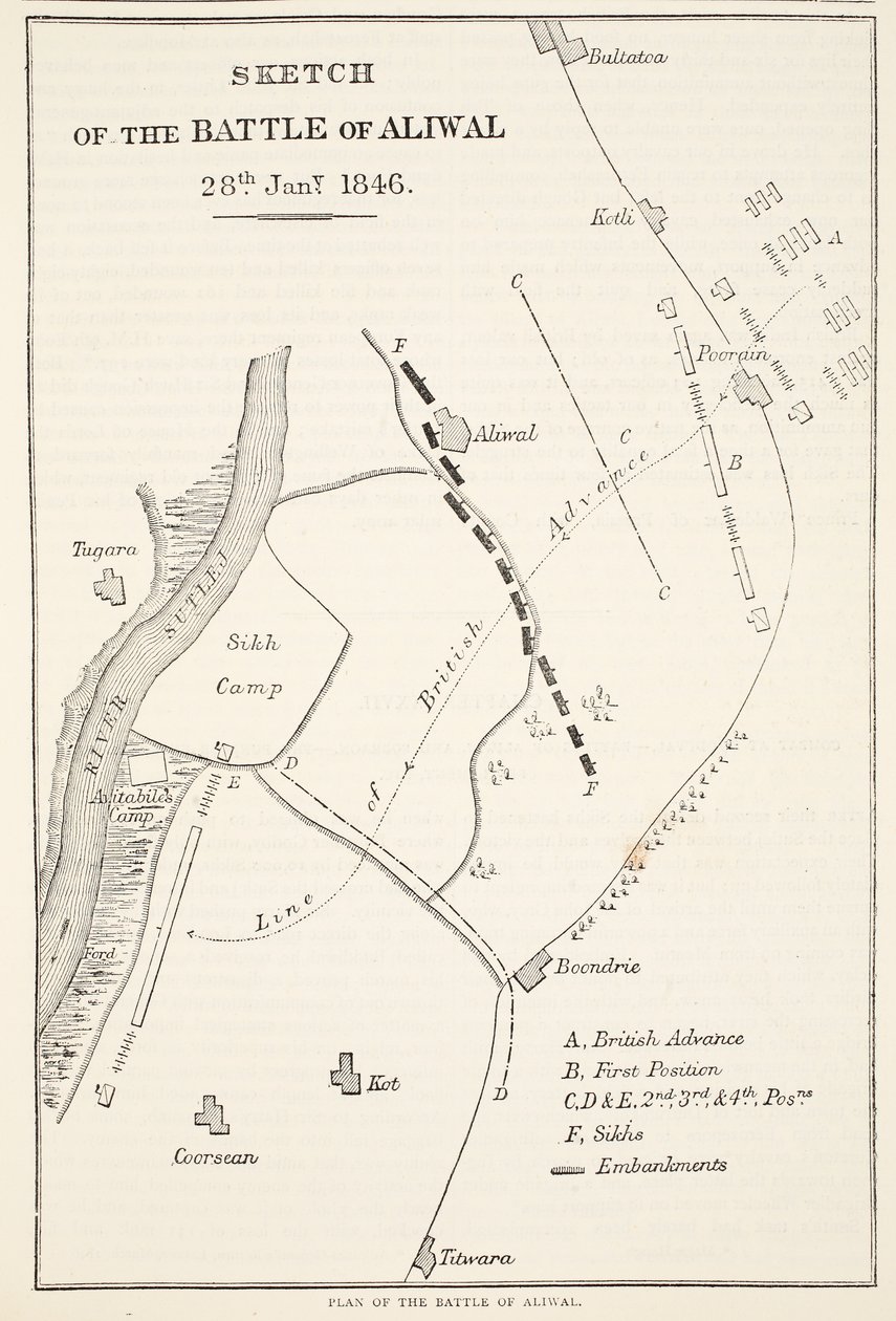 Vázlat az aliwali csatáról, 1846. január 28., Cassells Illustrated History of England alkotó: English School