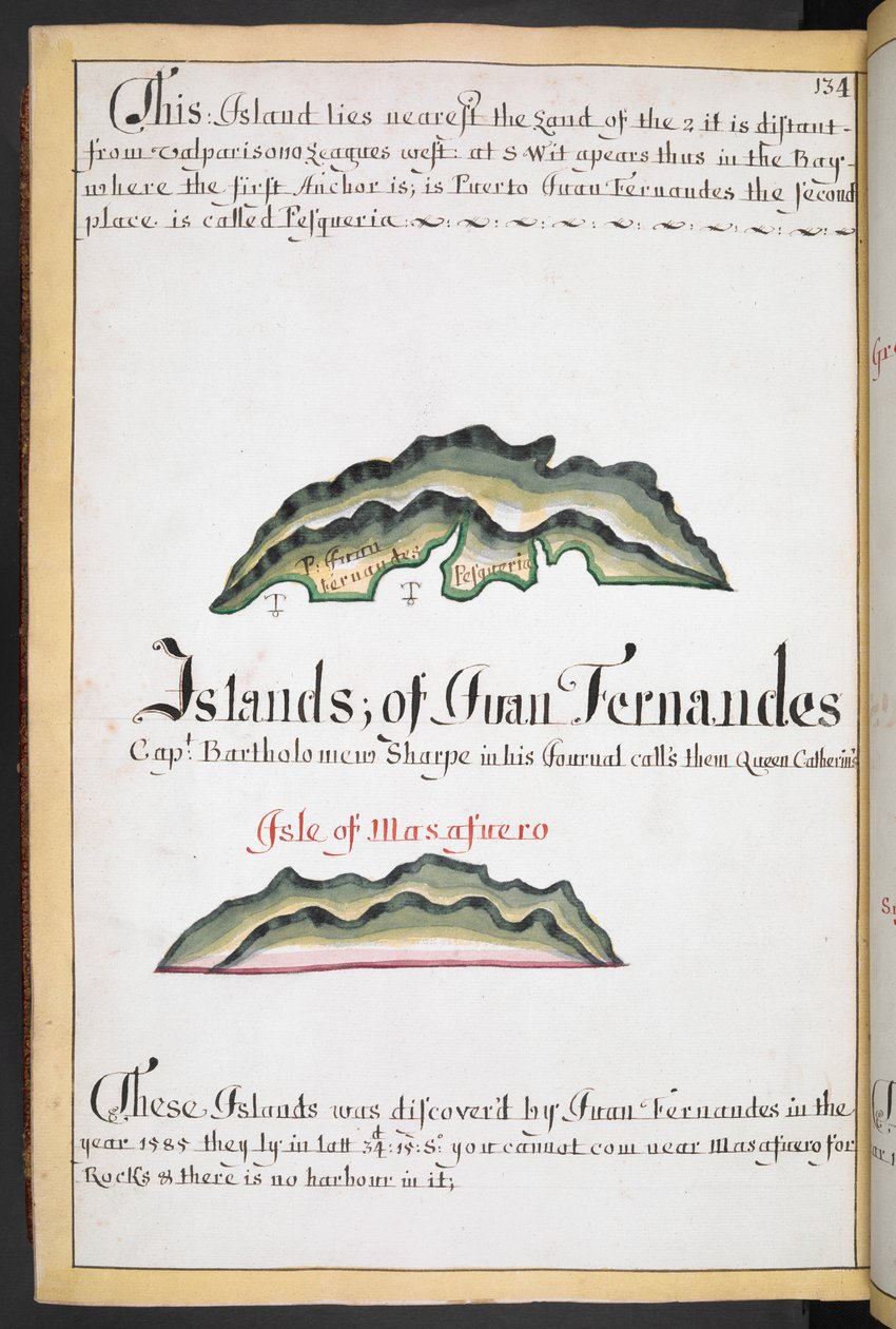 Sloane MS 44, f.269v, Juan Fernández térképe William Hack South Sea Wagoner című filmjében alkotó: English School