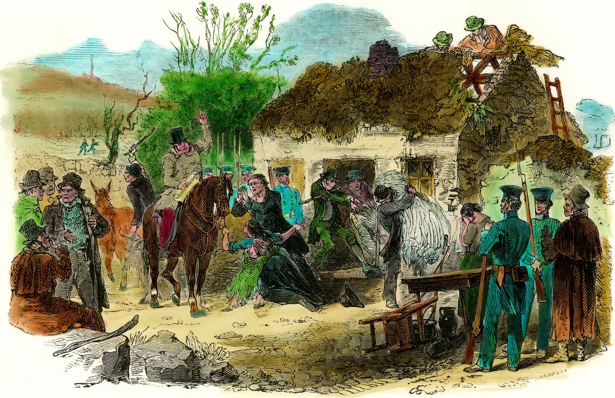Szociális körülmények Írországban 1848-ban a parasztok kiűzése (illusztráció: 1848. december 16-i londoni hír) alkotó: English School