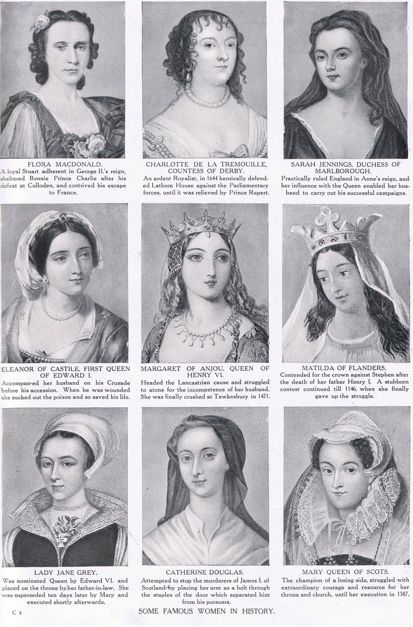 Néhány híres nő a történelemben, illusztráció a Hutchinsons History of the Nations-ből, 1910 körül alkotó: English School