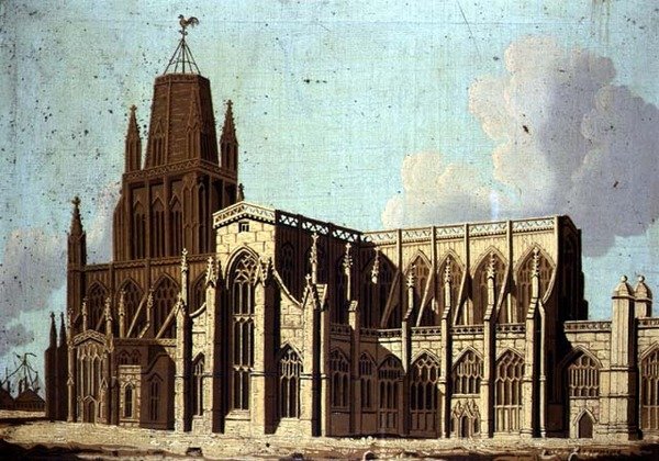 A bristoli St. Mary Redcliffe templom délkeleti nézete, 1800 körül (olaj, vászon) alkotó: English School