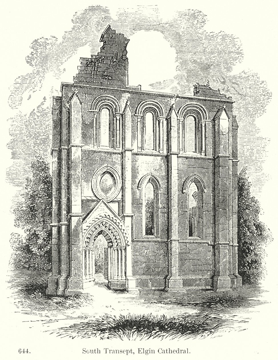 Déli kereszthajó, Elgin Cathedral (metszet) alkotó: English School