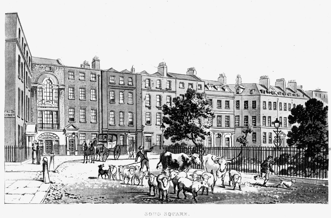 A Soho tér délnyugati sarka, 1816 alkotó: English School