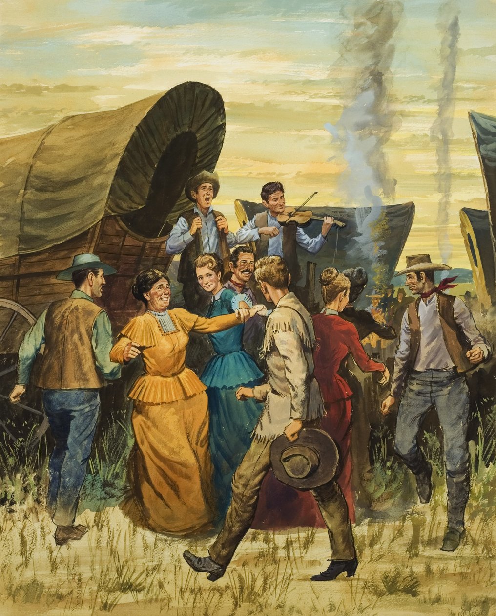 Square Dance (gouache, papír) alkotó: English School