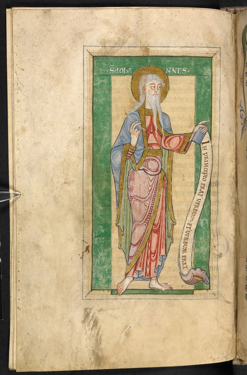 Szent János zöld kerettel (vellum) alkotó: English School