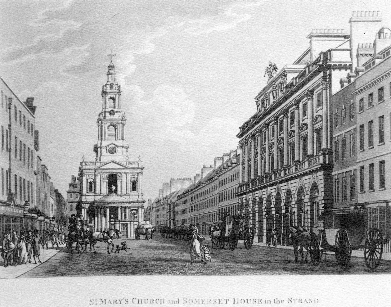 St. Marys Church és Somerset House in the Strand, 1796 alkotó: English School