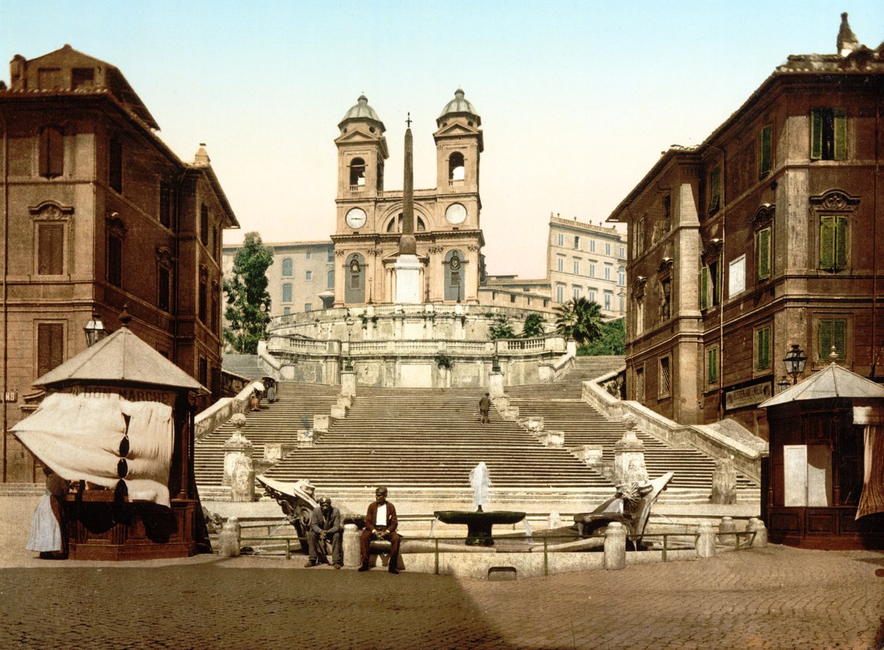 Sta. Trinita dei Monti, Róma (kézzel színezett fotó) alkotó: English School