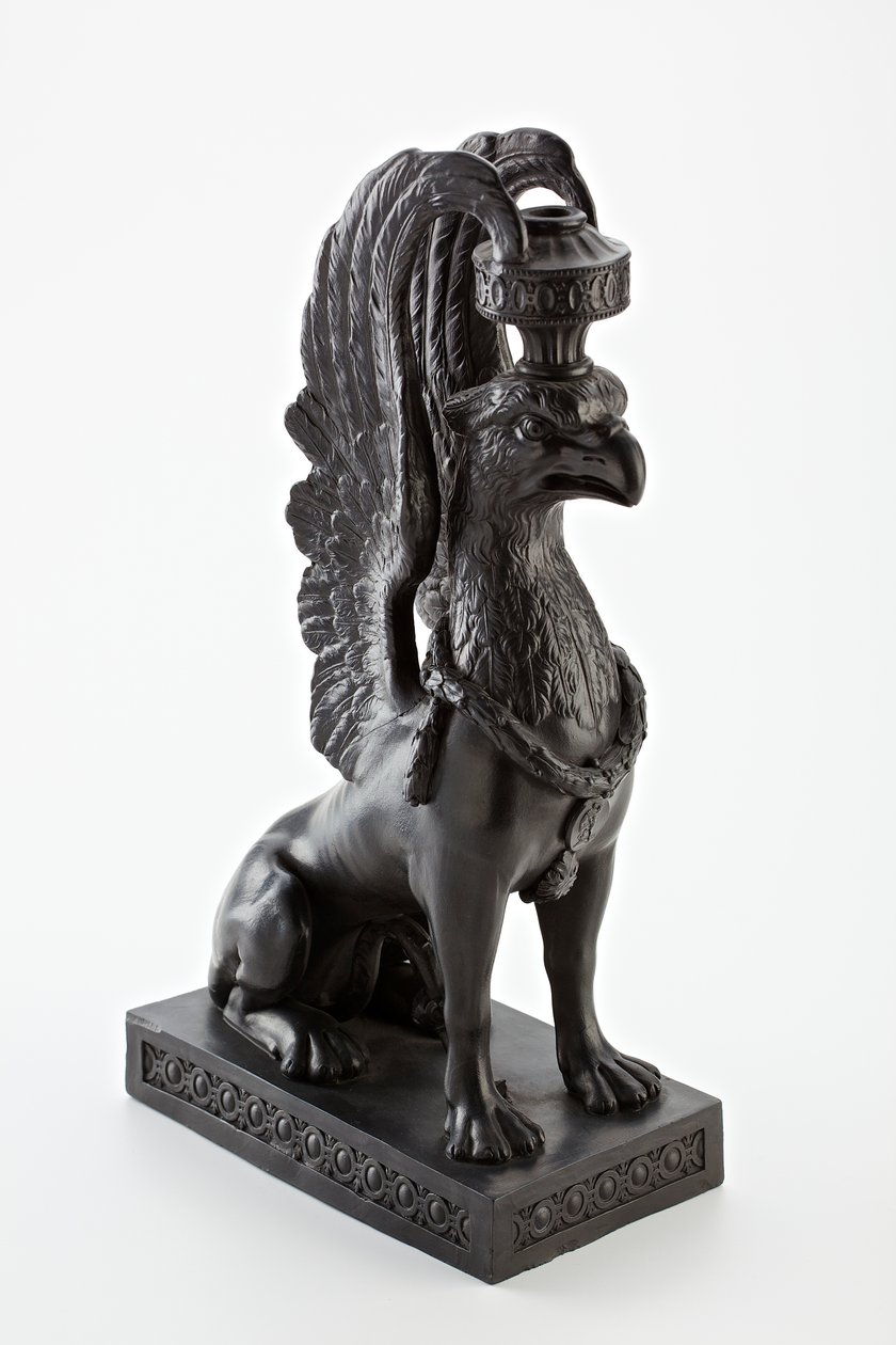 Staffordshire Wedgwood bazaltáru gyertyatartó griff formájában, 1771-80 körül (bazaltáru) alkotó: English School